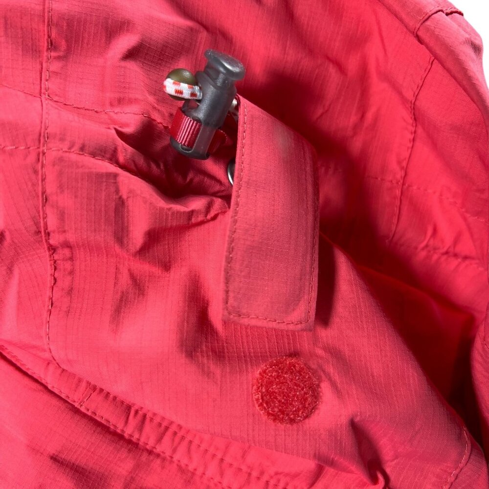 Cabelas Salmon Pink Rain Jacket Removable Hood Zippered Pockets Pits M Adjust - Picture 10 of 16